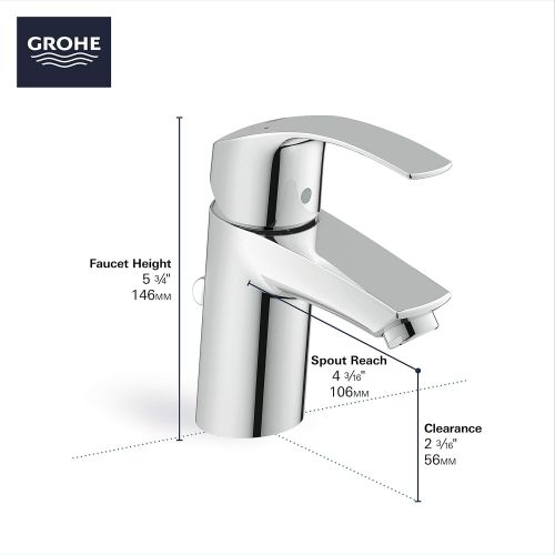  GROHE Eurosmart New S-Size Single-Handle Single-Hole Bathroom Faucet - 1.2 GPM