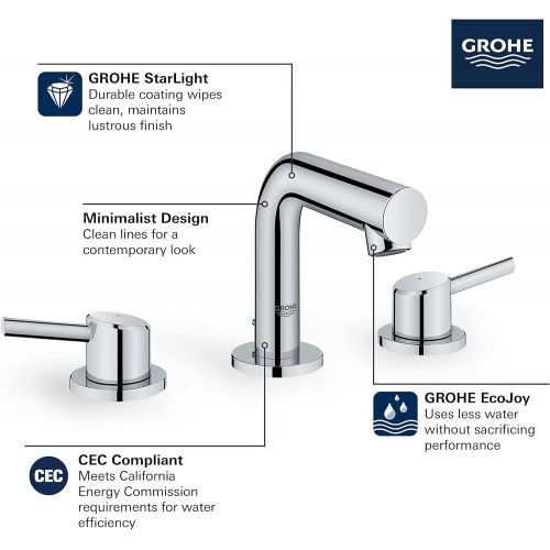  Grohe 20572001 Concetto Widespread Bathroom Faucet, Starlight Chrome