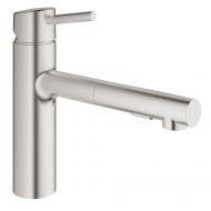 GROHE Grohe 31453DC1 Concetto Single-Handle Pull-Out Kitchen Faucet with Dual Spray, Super Steel