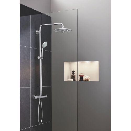  GROHE 26128001 Euphoria 2.5 Gpm Shower System with Thermostat for Wall Mount, Starlight Chrome