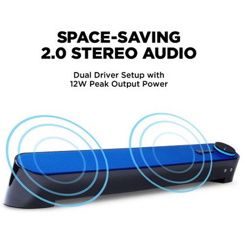 그루브 GOgroove SonaVERSE UBR USB-Powered Soundbar (Blue)