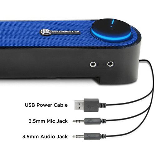 그루브 GOgroove SonaVERSE UBR USB-Powered Soundbar (Blue)