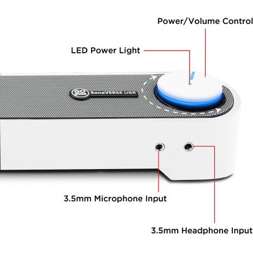 그루브 GOgroove SonaVERSE UBR USB-Powered Soundbar (White)