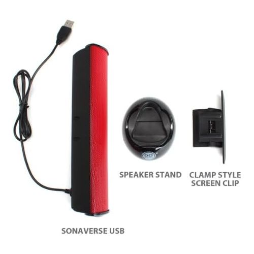 그루브 [아마존베스트]GOgroove SonaVERSE USB Speakers for Laptop Computer - USB Powered Mini Sound Bar with Clip-On Portable External Speaker Design for Monitor, One Cable for Digital Audio Input and Po