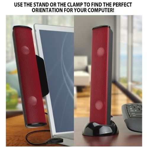 그루브 [아마존베스트]GOgroove SonaVERSE USB Speakers for Laptop Computer - USB Powered Mini Sound Bar with Clip-On Portable External Speaker Design for Monitor, One Cable for Digital Audio Input and Po