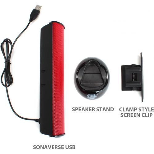 그루브 [아마존베스트]GOgroove SonaVERSE USB Speakers for Laptop Computer - USB Powered Mini Sound Bar with Clip-On Portable External Speaker Design for Monitor, One Cable for Digital Audio Input and Po