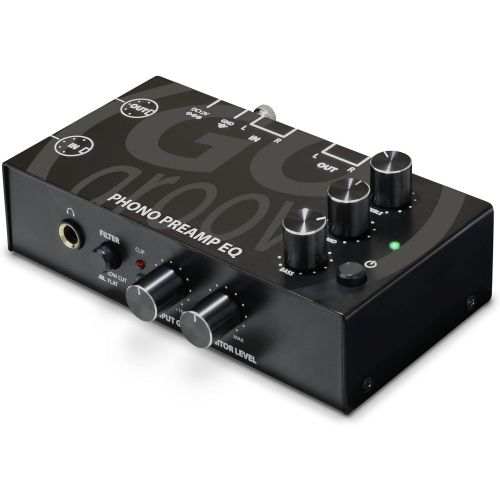 그루브 GOgroove Phono Preamp EQ with 3 Band Equalizer - Preamplifier with Treble, Mid , Bass - RCA Input/Output , DIN , 12V DC Adapter , High-End Circuit Design - Compatible with Record P