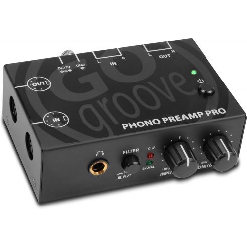 그루브 GOgroove Phono Preamp Pro Preamplifier with RCA Input/Output, DIN Connection, RIAA Equalization, 12V DC Adapter - Compatible with Vinyl Record Players, Turntables, Stereos, DJ Mixe