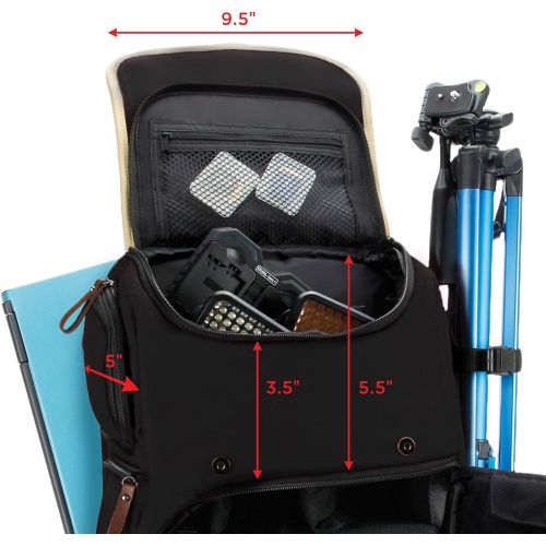 그루브 GOgroove Full-Size DSLR Photography Backpack Case for Camera and Laptop with 15.6 inch Laptop Space, Accessory Storage, Tripod Holder, Long-Lasting Durability and Weatherproof Rain