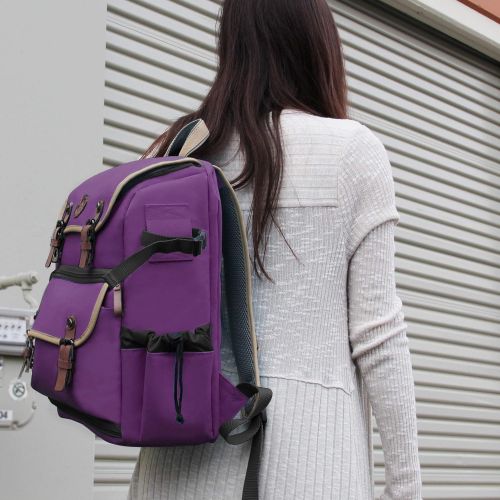 그루브 GOgroove DSLR Camera Backpack (Mid-Volume Purple) with Tablet Compartment, Customizable Dividers for Storage, Tripod Holder and Weatherproof Rain Cover - Compatible w/Canon, Nikon,