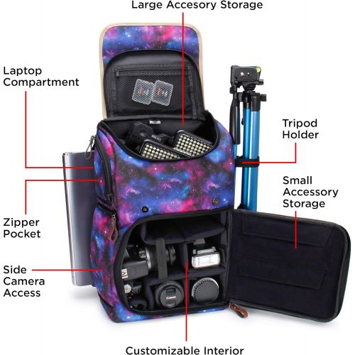 그루브 GOgroove Full Size DSLR Photography Backpack Case for Camera and Laptop with 15.6 inch Laptop Space, Accessory Storage, Tripod Holder, Long Lasting Durability and Weatherproof Rain