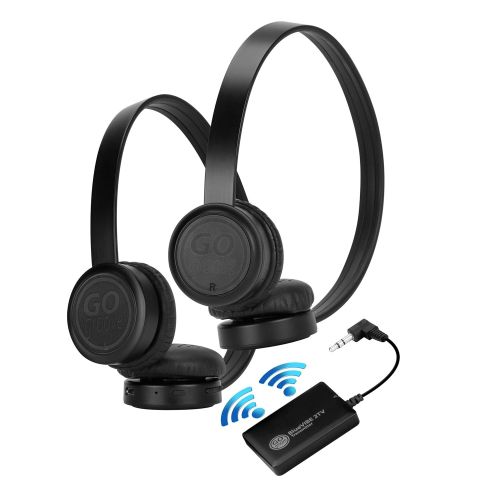그루브 GOgroove BlueVIBE 2 TV Wireless 2 Pair Headphones Television Connection Kit with Plush Lightweight Ear Cups, Bluetooth Transmitter and Easy Setup - Great for Cars, Planes and Trave