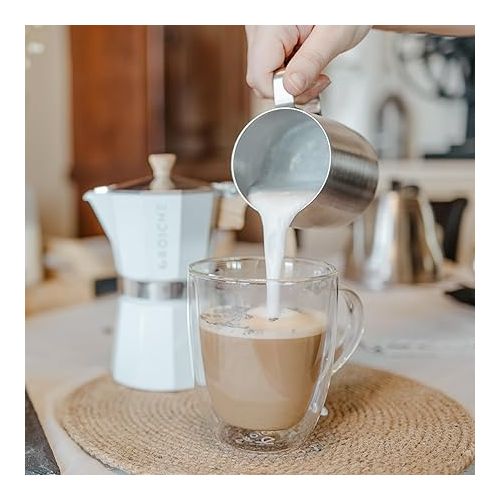  GROSCHE Cyprus 16 fl. oz Double-Wall Glass Mug Set | Espresso, Latte, Tea & More | Hot & Cold Beverages | Stylish & Aesthetic | Dishwasher Safe | Heatproof | Drinking Glassware