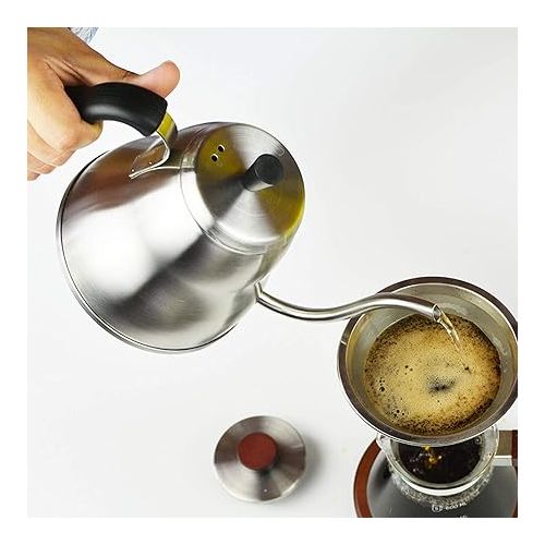  GROSCHE - Marrakesh Goosneck Kettle Stovetop - Stainless Steel Pour Over Coffee Kettle Stovetop - Tea Kettle - Stovetop Gooseneck Kettle - Coffee & Tea Kettle - Home Essentials (34 fl. oz)