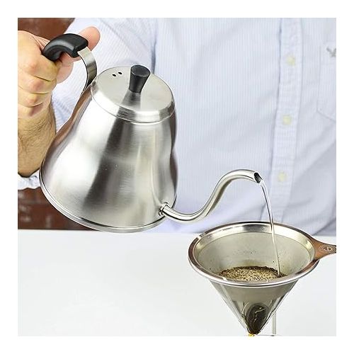  GROSCHE - Marrakesh Goosneck Kettle Stovetop - Stainless Steel Pour Over Coffee Kettle Stovetop - Tea Kettle - Stovetop Gooseneck Kettle - Coffee & Tea Kettle - Home Essentials (34 fl. oz)