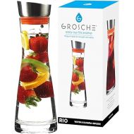 Grosche Rio - Glass Pitcher with Lid - Glass Juice Pitcher - Clear Glass Drink Pitcher - Infused Glass Water Pitcher and Drink Infuser 1000ml, 32 Oz