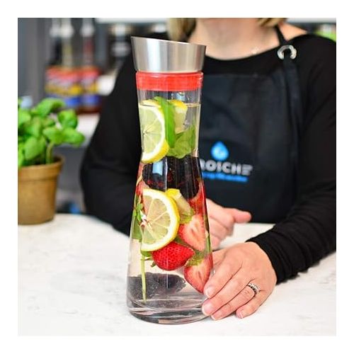 Grosche Rio - Glass Pitcher with Lid - Glass Juice Pitcher - Clear Glass Drink Pitcher - Infused Glass Water Pitcher and Drink Infuser 1000ml, 32 Oz