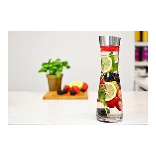  Grosche Rio - Glass Pitcher with Lid - Glass Juice Pitcher - Clear Glass Drink Pitcher - Infused Glass Water Pitcher and Drink Infuser 1000ml, 32 Oz