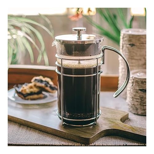  GROSCHE MADRID French Press - Premium Coffee and Tea Maker - 1.0L - 34oz - Borosilicate Glass Beaker - Dual Filter System For Rich Brew - Versatile Brewing | Stainless Steel Filter