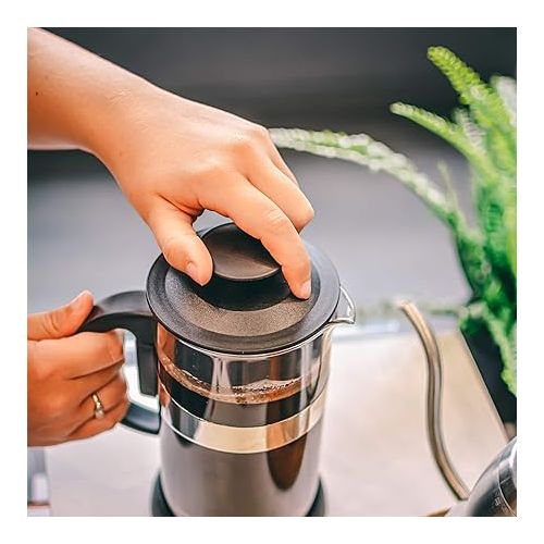  GROSCHE ZURICH French Press Coffee Maker - Black (34 fl oz, 8 Demitasse Cup) | Stainless Steel Coffee Filter | 18/8 Double Walled Stainless Steel French Press Coffee Maker | Borosilicate Glass Beaker