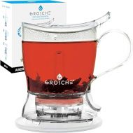 GROSCHE Aberdeen Tea Infuser Teapot & Smart Tea Maker - BPA-Free, Drip-Free Design | Coaster | Easy Brew | Easy Clean Steeper (17.7 oz - 525 ml)