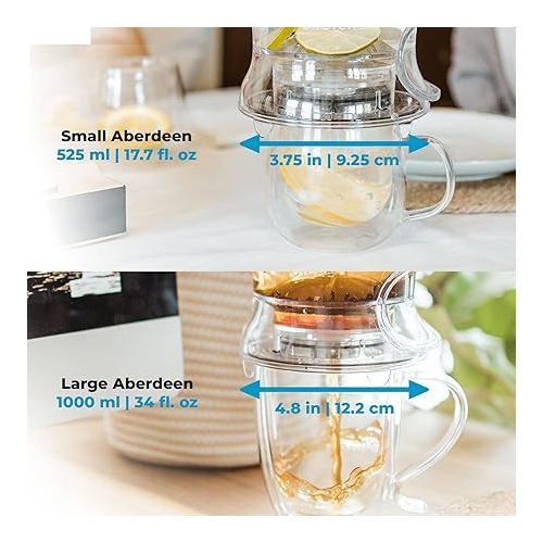  GROSCHE Aberdeen Tea Infuser Teapot & Smart Tea Maker - BPA-Free, Drip-Free Design | Coaster | Easy Brew | Easy Clean Steeper (17.7 oz - 525 ml)