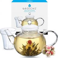 GROSCHE MONACO All Glass Hand Blown Teapot with Infuser 1250 ml 42 fl. oz Capacity