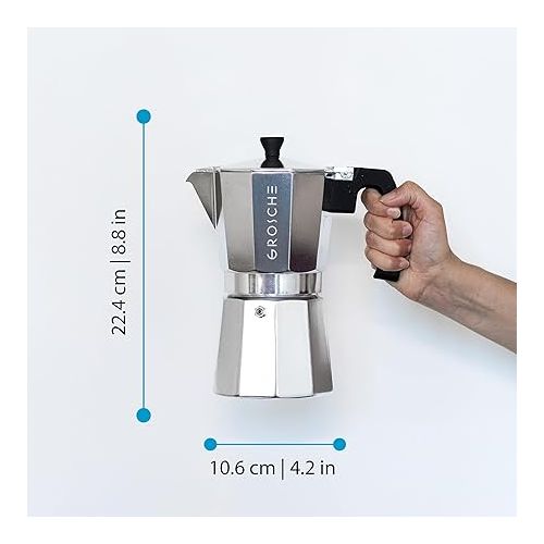  GROSCHE Milano Stovetop Espresso Maker Moka Pot 9 espresso cup, 15.2 oz, Silver Cuban Coffee Maker Stove top coffee maker Moka Italian espresso greca coffee maker brewer percolator