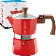 GROSCHE Milano Stovetop Espresso Maker Moka Pot 3 espresso Cup - 5oz, Red - Cuban Coffee Maker Stove top coffee maker Moka Italian espresso greca coffee maker brewer percolator