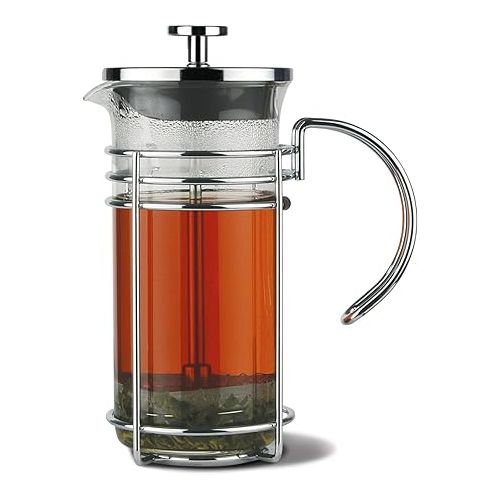  GROSCHE MADRID French Press - Premium Coffee and Tea Maker - 0.35L - 11.8oz - Borosilicate Glass Beaker - Dual Filter System For Rich Brew - Versatile Brewing | Stainless Steel Filter