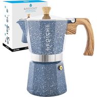 GROSCHE Milano Moka pot, Stovetop Espresso maker, Greca Coffee Maker, Stovetop coffee maker and espresso maker percolator (Indigo, 9 cup)