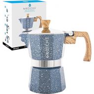 GROSCHE Milano Moka pot, Stovetop Espresso maker, Greca Coffee Maker, Stovetop coffee maker and espresso maker percolator (Indigo, 6 cup)