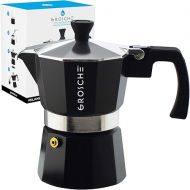 GROSCHE Milano Stovetop Espresso Maker Moka Pot 3 espresso Cup - 5 oz, Black - Cuban Coffee Maker Stove top coffee maker Moka Italian espresso greca coffee maker brewer percolator