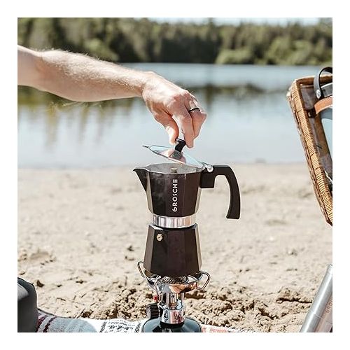  GROSCHE Milano Stovetop Espresso Maker Moka Pot 3 espresso Cup - 5 oz, Black - Cuban Coffee Maker Stove top coffee maker Moka Italian espresso greca coffee maker brewer percolator