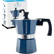 GROSCHE Milano Stovetop Espresso Maker Moka Pot 3 espresso Cup - 5 oz, Blue -Moka Espresso Coffee Maker Stove top coffee maker Moka Italian espresso greca coffee maker brewer percolator