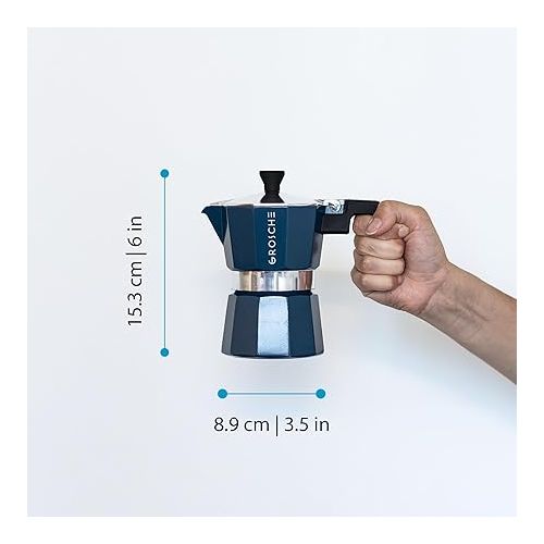  GROSCHE Milano Stovetop Espresso Maker Moka Pot 3 espresso Cup - 5 oz, Blue -Moka Espresso Coffee Maker Stove top coffee maker Moka Italian espresso greca coffee maker brewer percolator