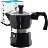 GROSCHE Milano Stovetop Espresso Maker Moka Pot 3 Cup - 5 oz, Black - Cuban Coffee Maker Stove top coffee maker Moka Italian espresso greca coffee maker brewer percolator