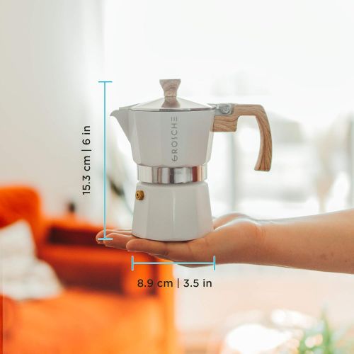  GROSCHE Milano Stovetop Espresso Maker Moka pot 3 Espresso Cup - 5 oz, White and 3 Replacement Seals Gaskets Bundle Stove top coffee Maker Moka Italian Espresso coffee Maker and re