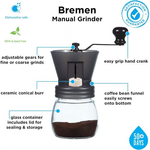  GROSCHE Milano Stovetop Espresso Maker Silver 3 Espresso cup size and Bremen Manual Coffee grinder Bundle includes moka pot and grinder