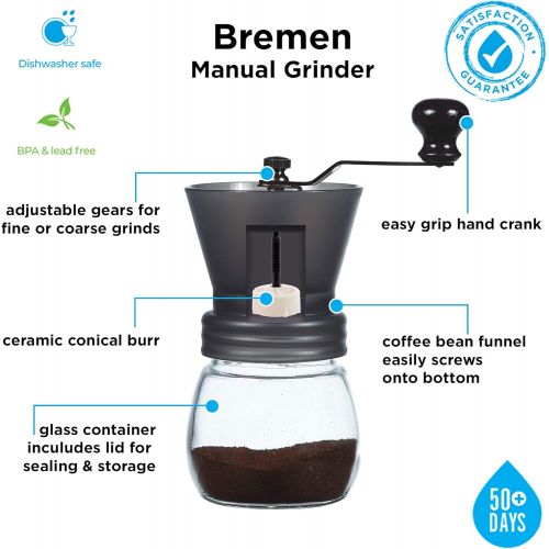  GROSCHE Milano Stovetop Espresso Maker Blue 6 Espresso cup size and Bremen Manual Coffee grinder Bundle includes moka pot and grinder