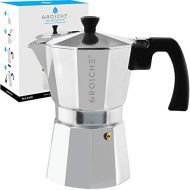 GROSCHE Milano Stovetop Espresso Maker Moka Pot 6 Espresso Cup - 9.3 oz, Silver - Cuban Coffee Maker Stove top Coffee Maker Moka Italian Espresso greca Coffee Maker brewer percolat