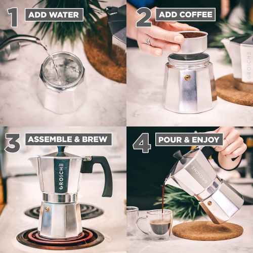  GROSCHE Milano Stovetop Espresso Maker Silver 6 Espresso cup size and Bremen Manual Coffee grinder Bundle includes moka pot and grinder