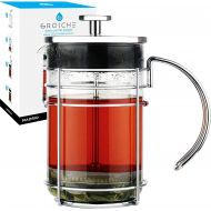 GROSCHE Madrid French Press Coffee Maker and Tea Press, 34 oz / 1000 ml size, Pyrex France Borosilicate Glass Beaker and Premium Stainless Steel Filter and Chrome Finish Coffee Pre