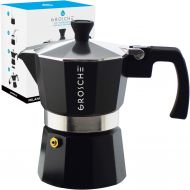 GROSCHE Milano Stovetop Espresso Maker Moka pot 1 espresso Cup - 1.5 fl oz, Black, Cuban Coffee Maker Stove top coffee maker Moka Italian espresso greca coffee maker brewer percola