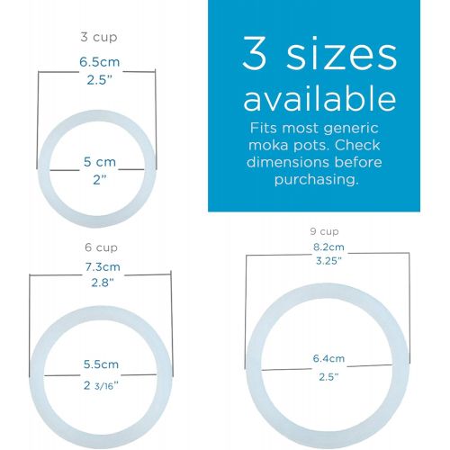  Stovetop Espresso maker replacement silicone 3 espresso cup size gasket seals (3 seals) & 1 replacement filter screen for GROSCHE Milano moka pots. replacement gasket 3 cup silicon