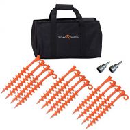 GROUNDGRABBA Lite - Orange-Tent Stakes - 15 Piece Tent Stakes for Sand Tent Stakes Screw in Earth Ground Anchors for Maximum Grip and Longevity in Soft Surfaces