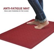 GROWNEER 32x20 Comfort Kitchen Mat Ergonomically Engineered Non-slip Anti-fatigue for Bathroom Office Dark Red