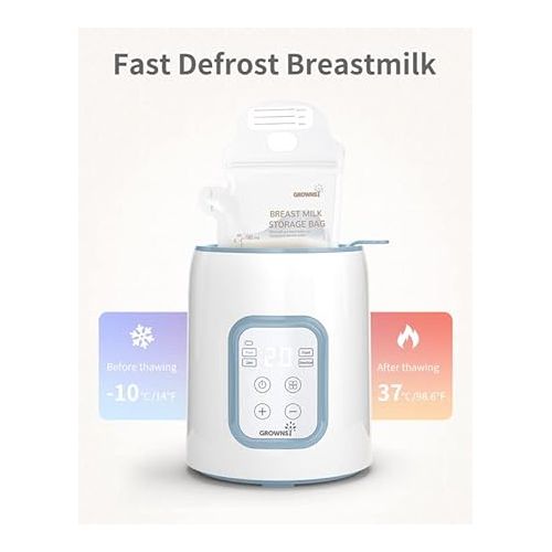  GROWNSY Bottle Warmer, 8-in-1 Fast Baby Milk Warmer with Timer for Breastmilk or Formula, Accurate Temperature Control, Multifunctional Baby Bottle Warmers for All Bottles- Blue