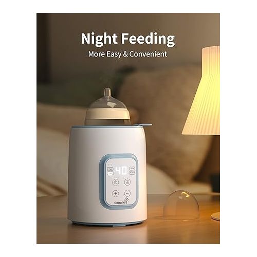  GROWNSY Bottle Warmer, 8-in-1 Fast Baby Milk Warmer with Timer for Breastmilk or Formula, Accurate Temperature Control, Multifunctional Baby Bottle Warmers for All Bottles- Blue