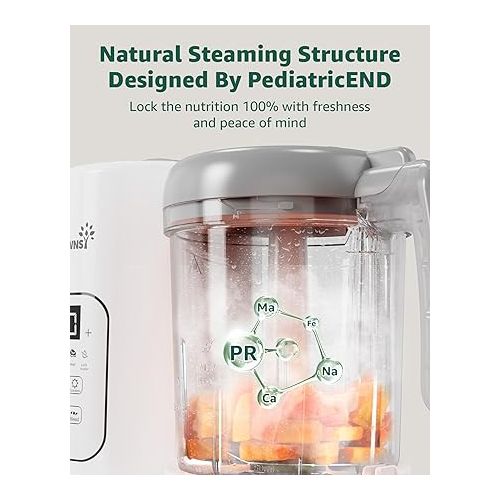  GROWNSY Baby Food Maker | Baby food Processor | All-in-One Baby Food Puree Blender Steamer Grinder Mills Machine Auto Cooking & Grinding with Self Cleans Touch Screen LCD Display, BPA Free